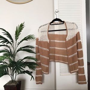 Nordstrom Brown + White Knit Cardigan